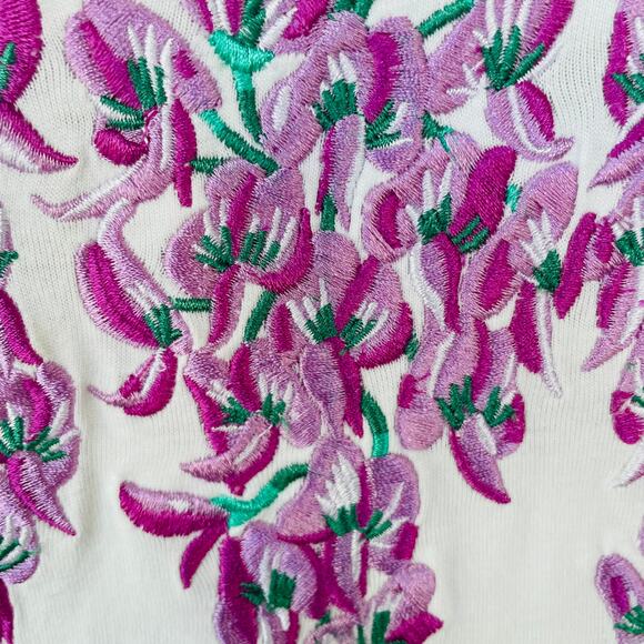 Bob Mackie Size L Cream embroidered top size L - Picture 4 of 10